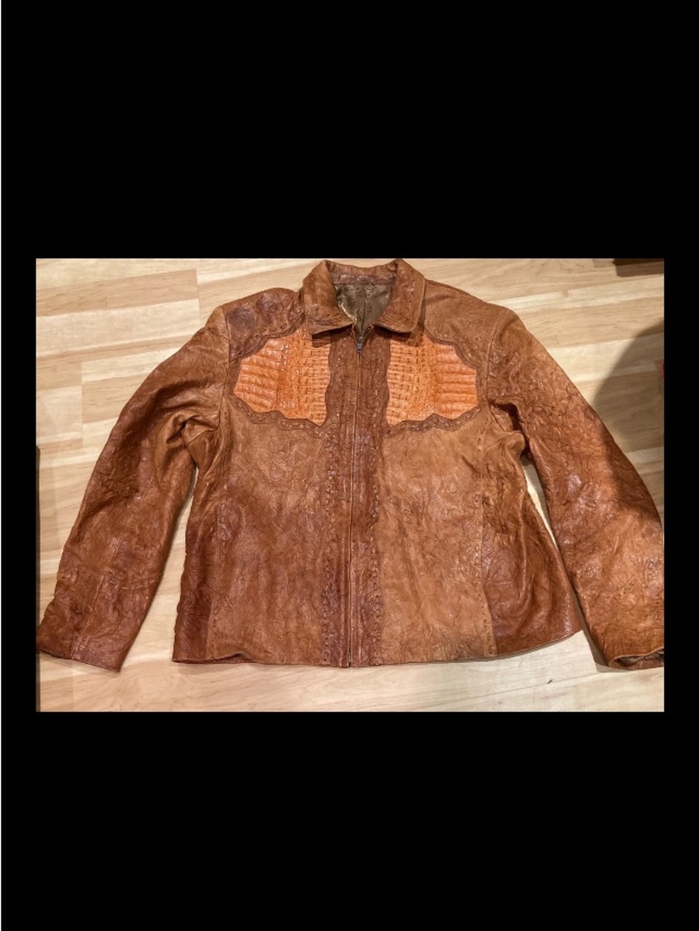 VTG Genuine Crocodile Accent Safari Exotic Leather Inc Handmade in USA Jacket